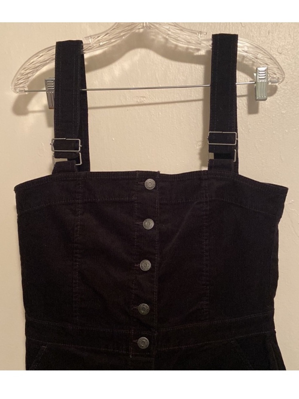 Gap Black Corduroy Overall Dress, Size M, Shirtall Button Down Jumper - Picture 11 of 16